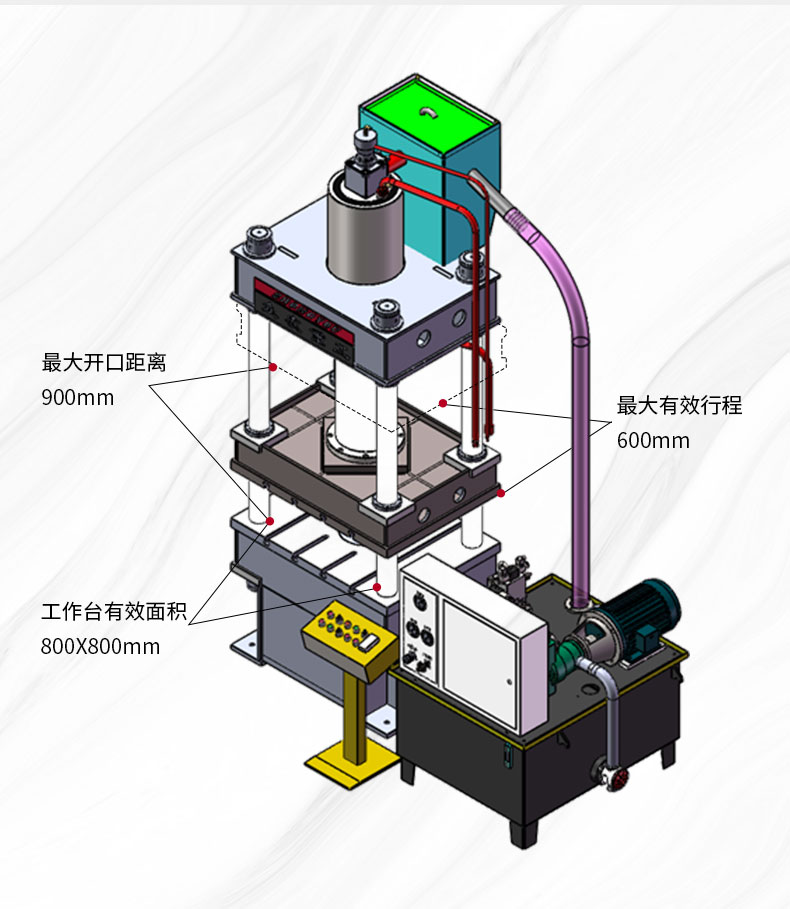 315噸雙缸彩石瓦拉伸液壓機 315噸金屬瓦油壓機  彩鋼瓦液壓機 模型圖